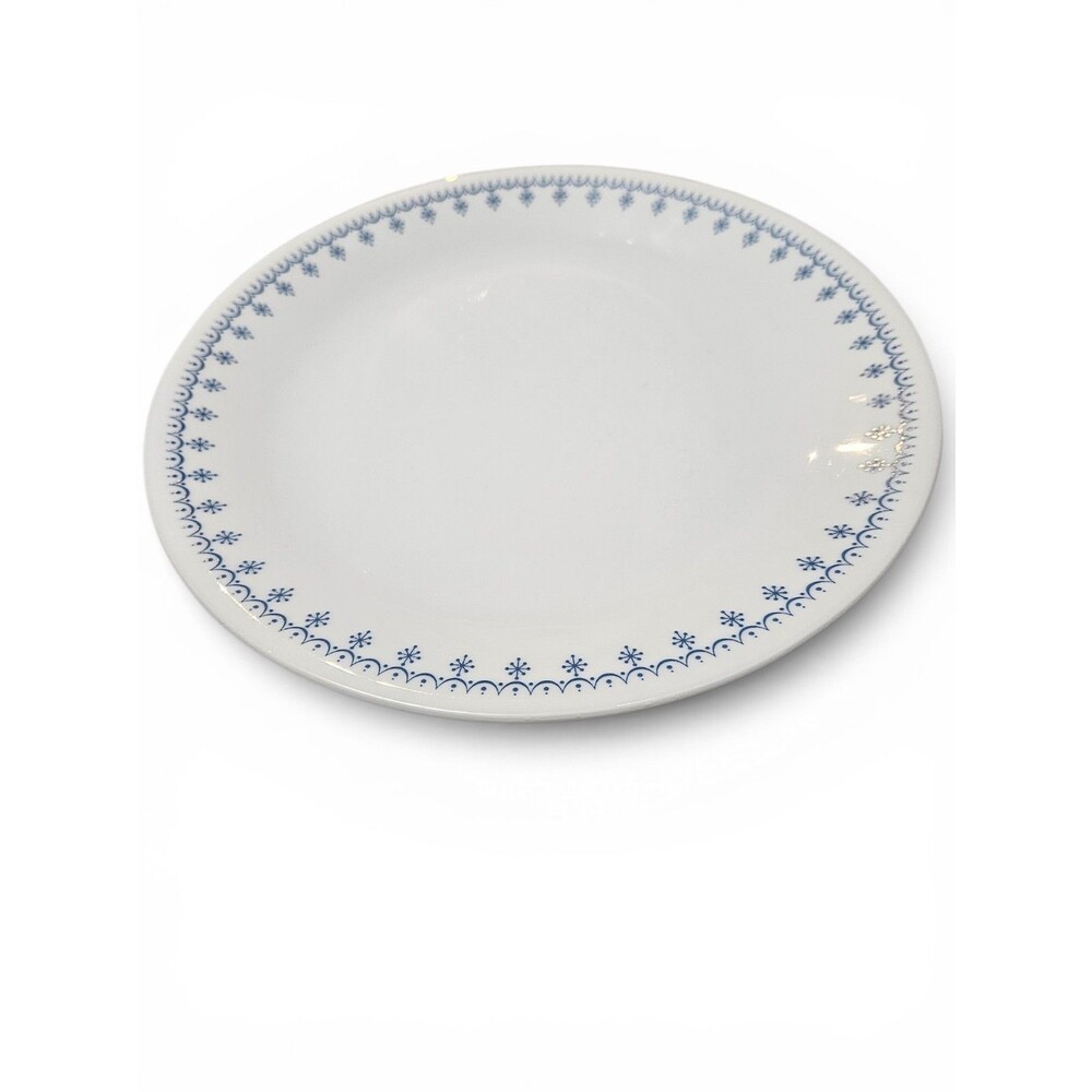 Corelle Livingware Blue Snowflake Dinner Plates Set 3 White Blue Vintage